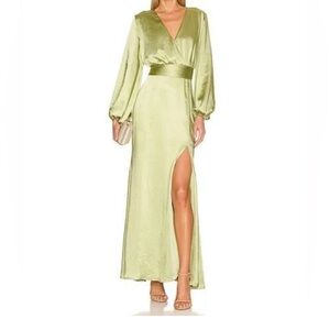 Elliat Revolve Kai maxi Dress satin Avocado boho cocktail 90s no‎ belt sz S